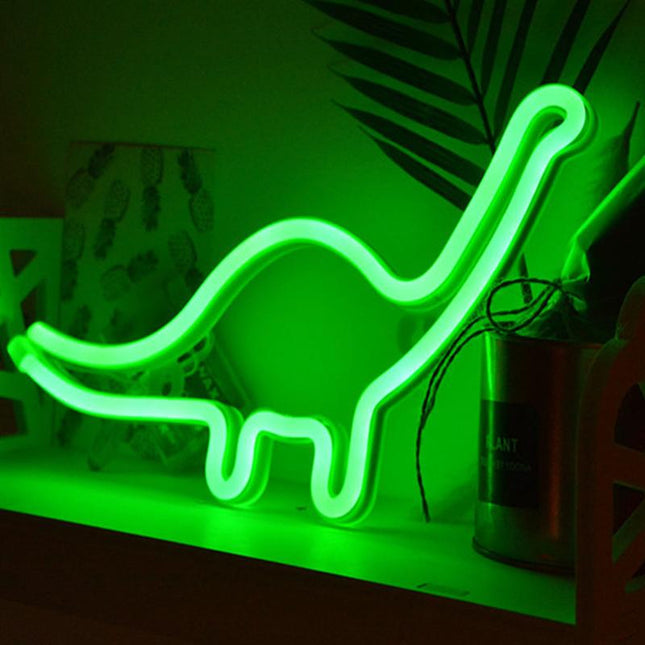 Groen neon nachtlampje in dinosaurus vorm
