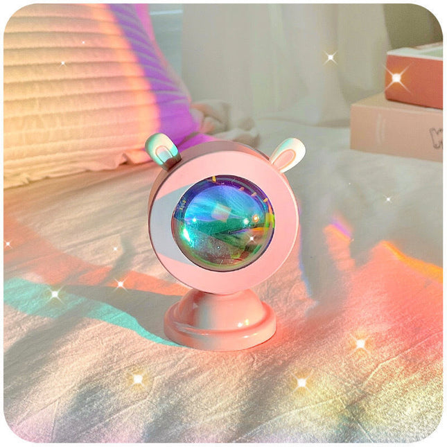 Regenboog projector met leuke konijnenoren