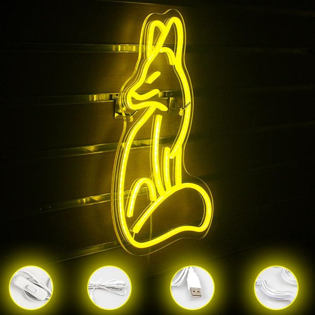Neon LED wandlamp zittende vos