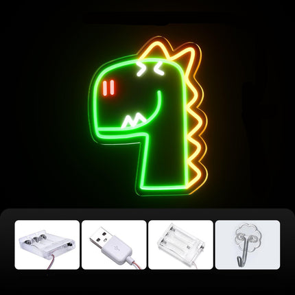 Groen dinosaurus T-Rex neon bord
