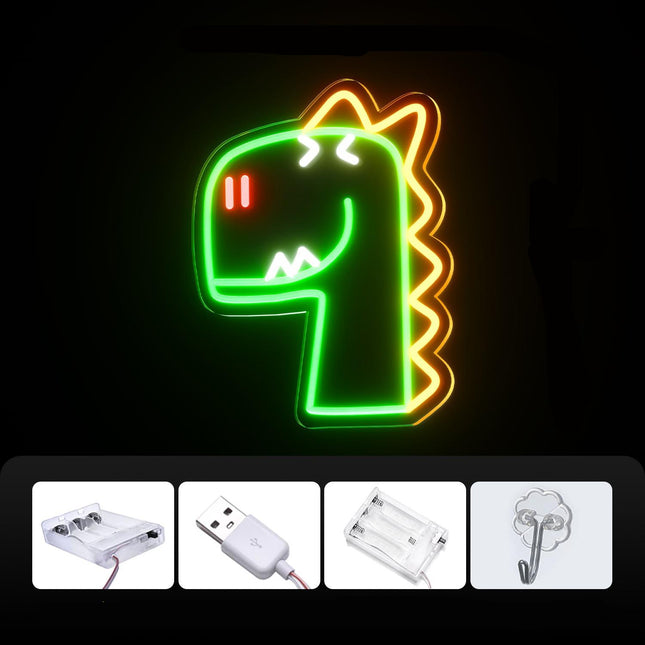 Groen dinosaurus T-Rex neon bord