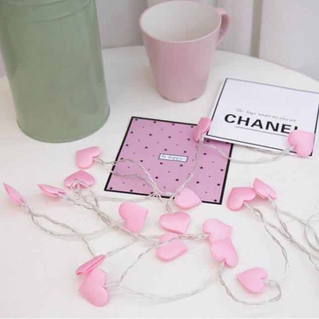 Lichtsnoer met roze hartjes kinderkamer