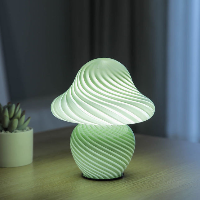 Glazen design lamp in paddenstoelvorm