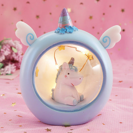 Rond LED nachtlampje eenhoorn roze