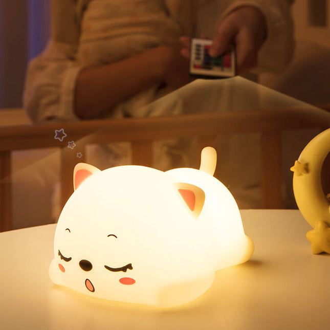 Liggend katje nachtlamp met kleurverandering