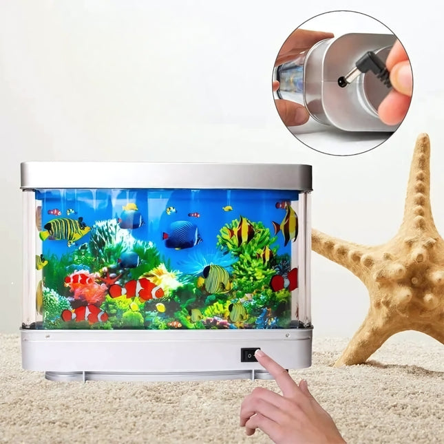 Aquarium nachtlamp met bewegende tropische vissen