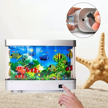 Aquarium nachtlamp met bewegende tropische vissen
