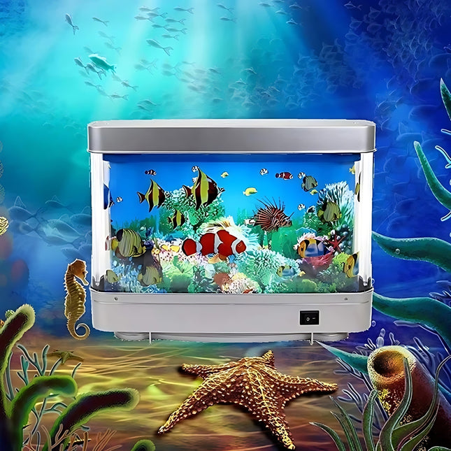 Aquarium nachtlamp met bewegende tropische vissen