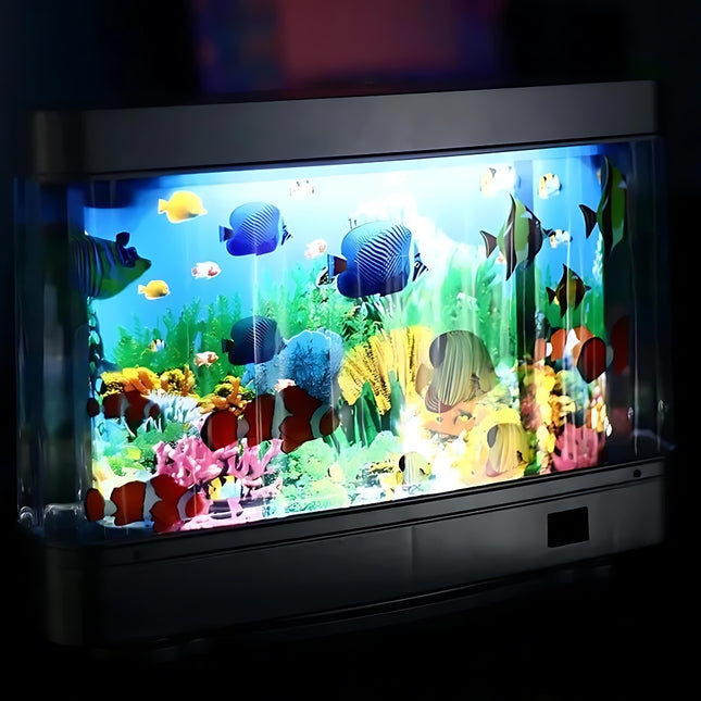 Aquarium nachtlamp met bewegende tropische vissen