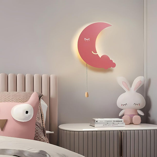 Metalen wandlamp maan en wolk