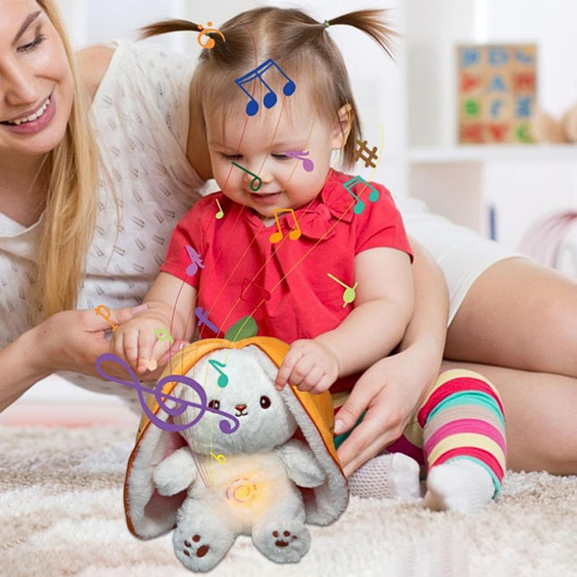 Konijn knuffel in wortel met licht