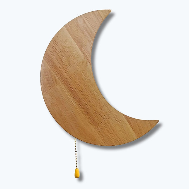 Houten wandlamp in de vorm maan