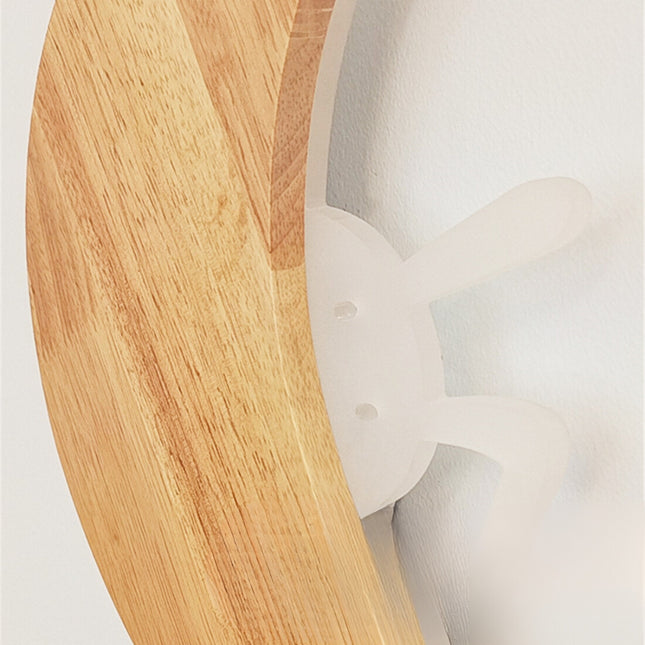 Houten wandlamp in de vorm maan