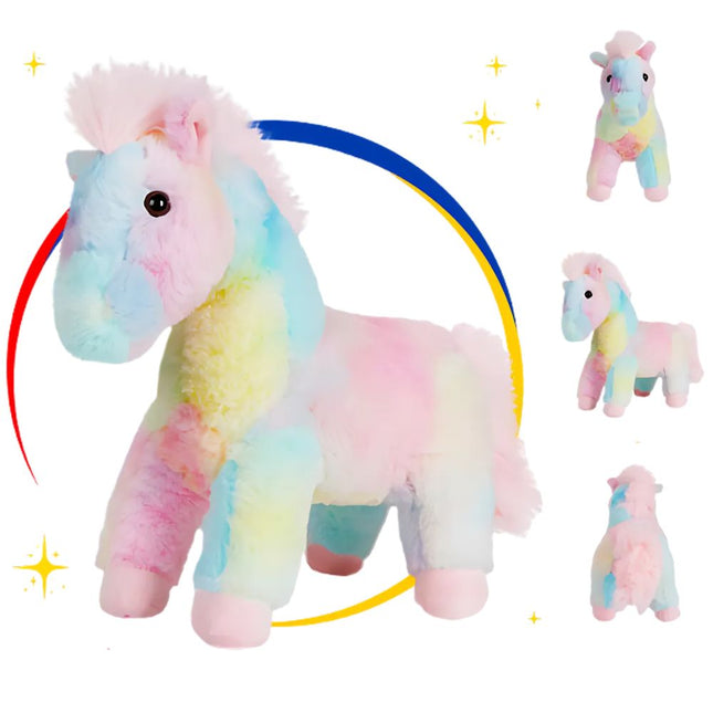 Veelkleurige pluche paardenknuffel met licht