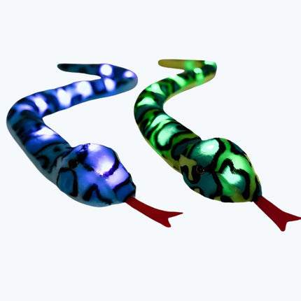 Knuffel nachtlampje slang in groen of blauw