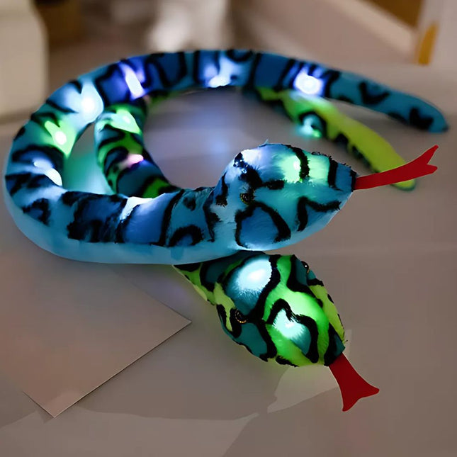 Knuffel nachtlampje slang in groen of blauw