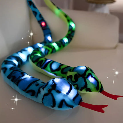 Knuffel nachtlampje slang in groen of blauw