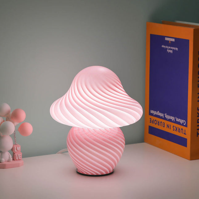 Glazen design lamp in paddenstoelvorm