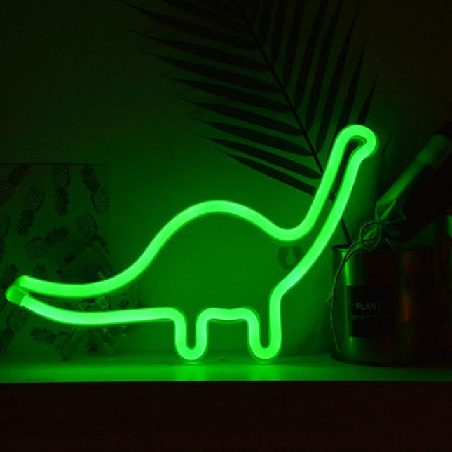Groen neon nachtlampje in dinosaurus vorm