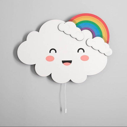 Witte LED wandlamp wolk met regenboog