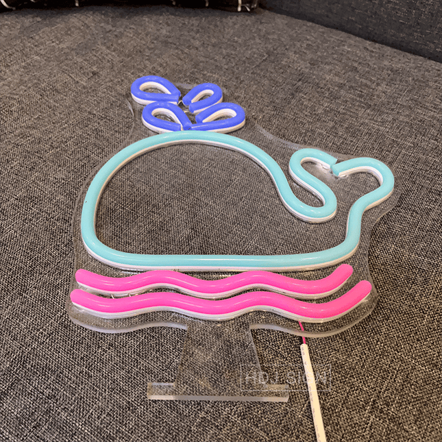 Walvis neon LED wandlamp kinderkamer