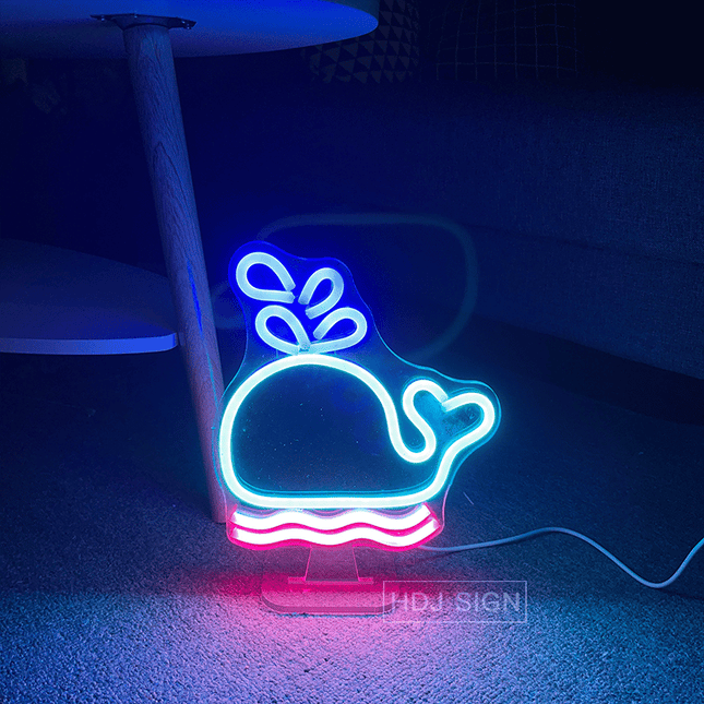 Walvis neon LED wandlamp kinderkamer