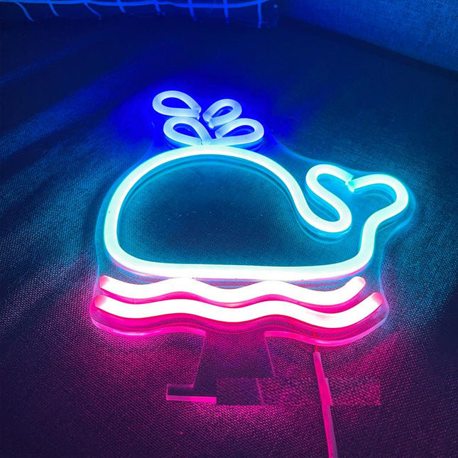 Walvis neon LED wandlamp kinderkamer