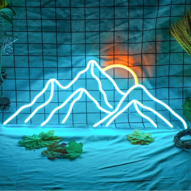Neon LED wandlamp in bergvorm