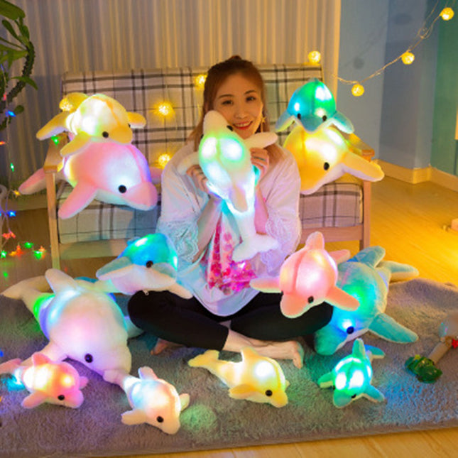 Lichtgevend pluche dolfijn kussen voor kinderen