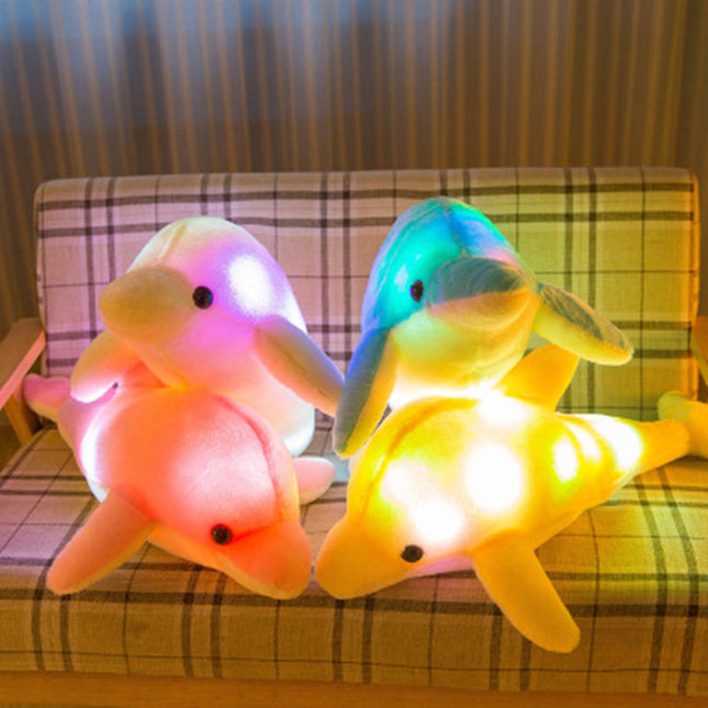 Lichtgevend pluche dolfijn kussen voor kinderen