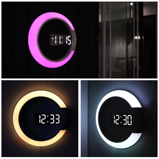 Digitale wandklok met LED verlichting