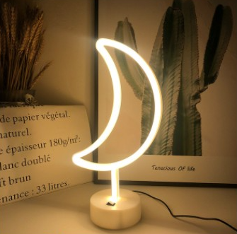 Witte maan neon LED tafellamp decoratie