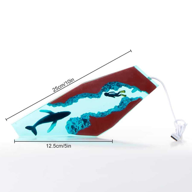 Walvis lamp van epoxyhars en hout