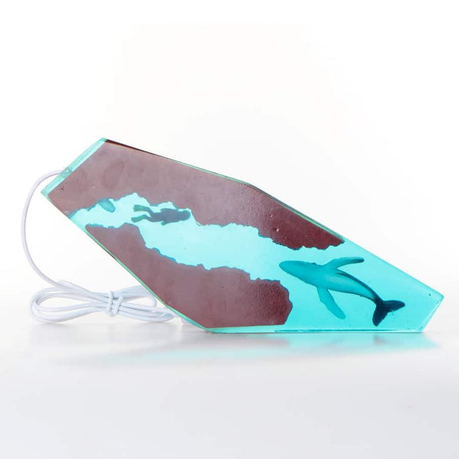 Walvis lamp van epoxyhars en hout