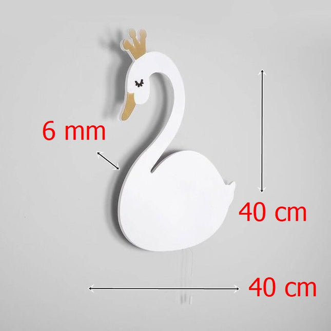 Houten zwaan wandlamp voor kinderkamer