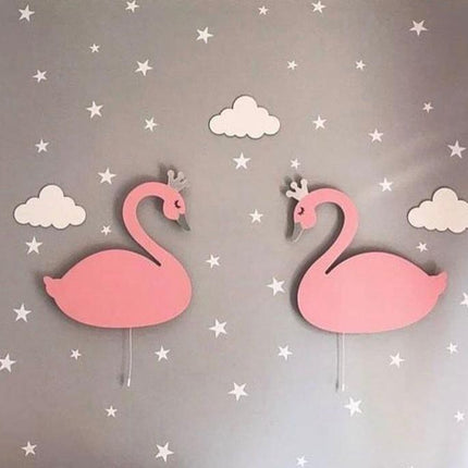 Houten zwaan wandlamp voor kinderkamer