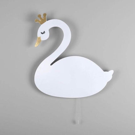 Houten zwaan wandlamp voor kinderkamer