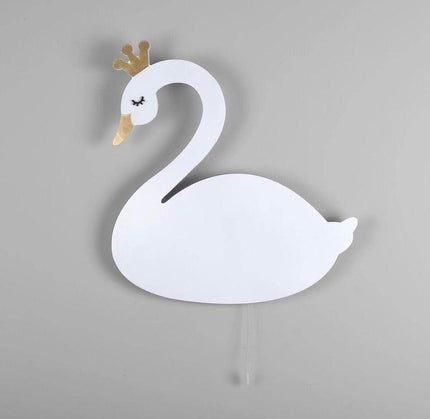 Houten zwaan wandlamp voor kinderkamer