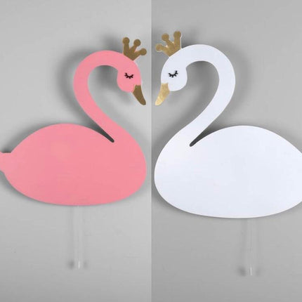 Houten zwaan wandlamp voor kinderkamer