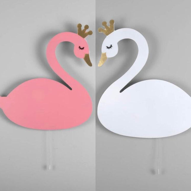 Houten zwaan wandlamp voor kinderkamer