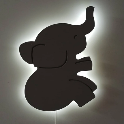 Houten wandlamp olifant met ballonnen