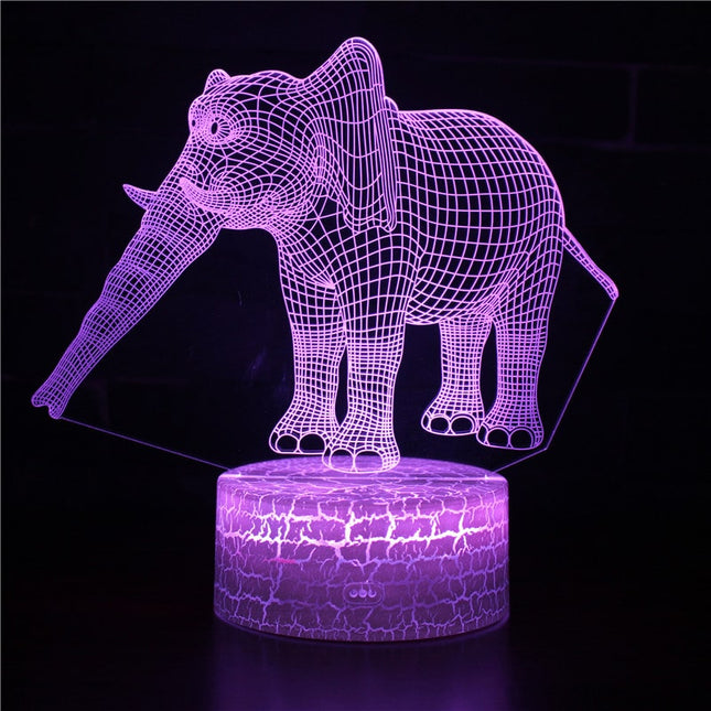 Olifant 3D LED nachtlampje kinderkamer