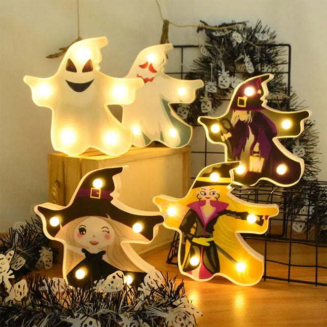 Halloween decoratie lampjes spook en heks