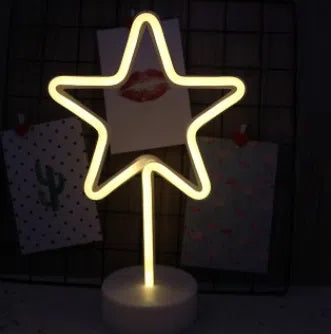 Gele ster neon LED sfeerlamp