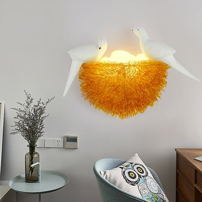 LED Wandlamp Vogelnest met Vogels