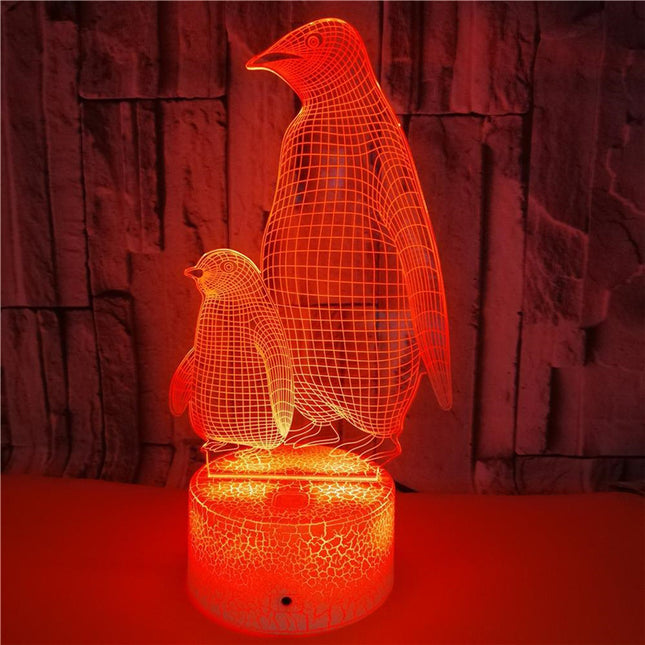 3D illusie lamp pinguïn met jong