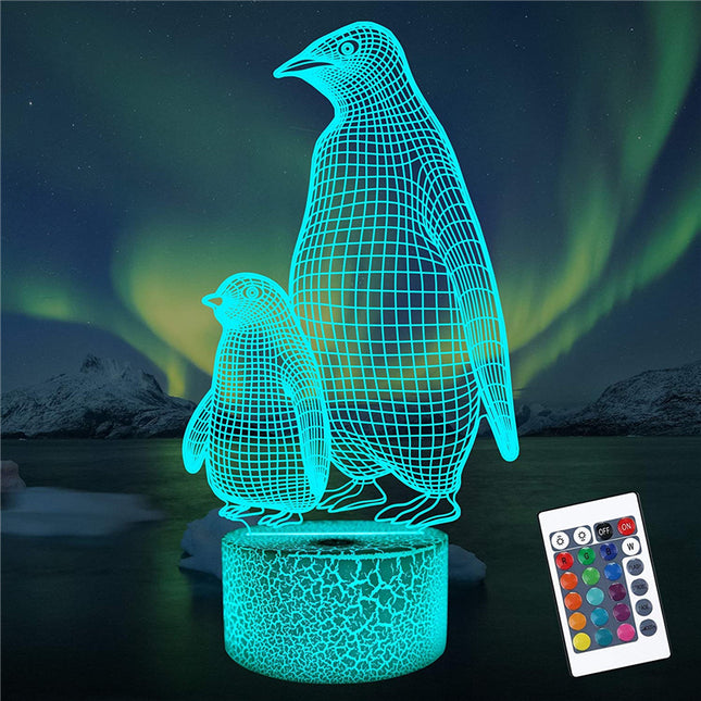 3D illusie lamp pinguïn met jong