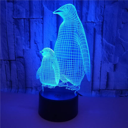 3D illusie lamp pinguïn met jong