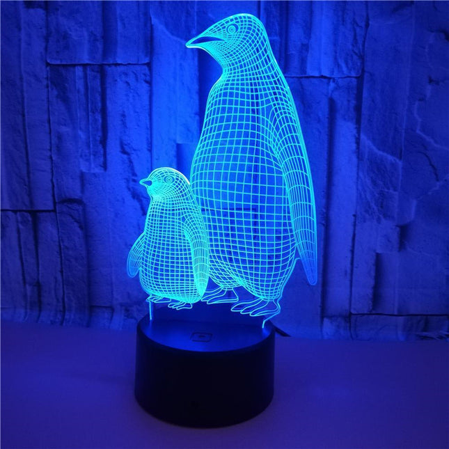 3D illusie lamp pinguïn met jong