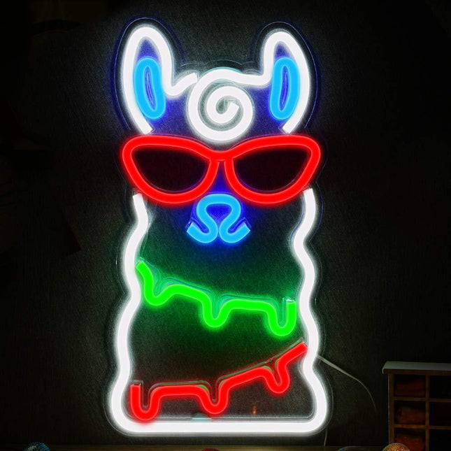 Kleurrijke alpaca neon lamp voor muur